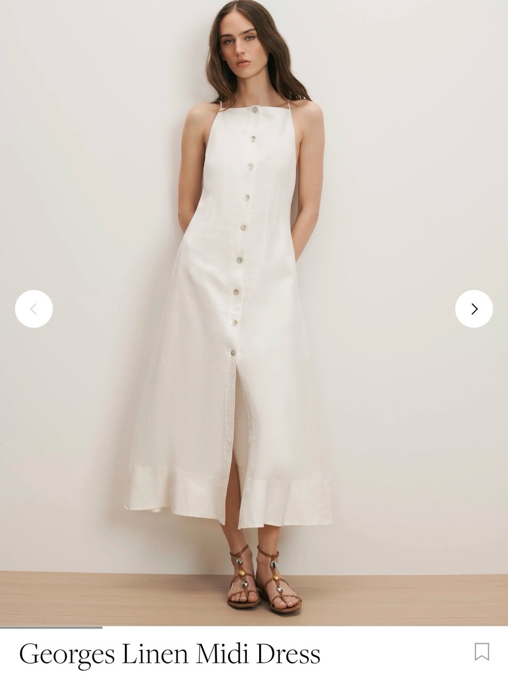 Georges Linen Midi Dress in Cream